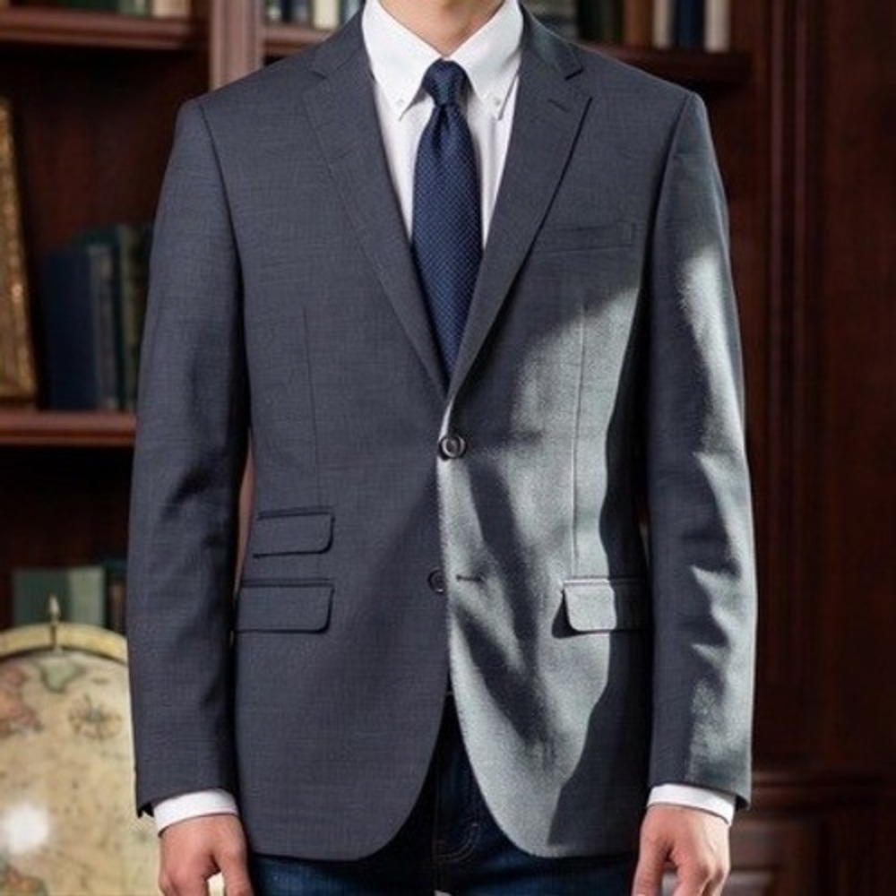 NWT! "Egara" Mens Slim Fit Two Button Suit Jacket Blazer Gray Micro Check 44L